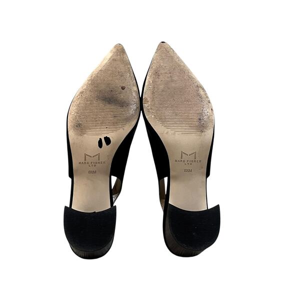 Marc Fisher LTD Shoes Womens 8.5 Black Slingback Block Heel Pumps Pointed Toe - Picture 9 of 9